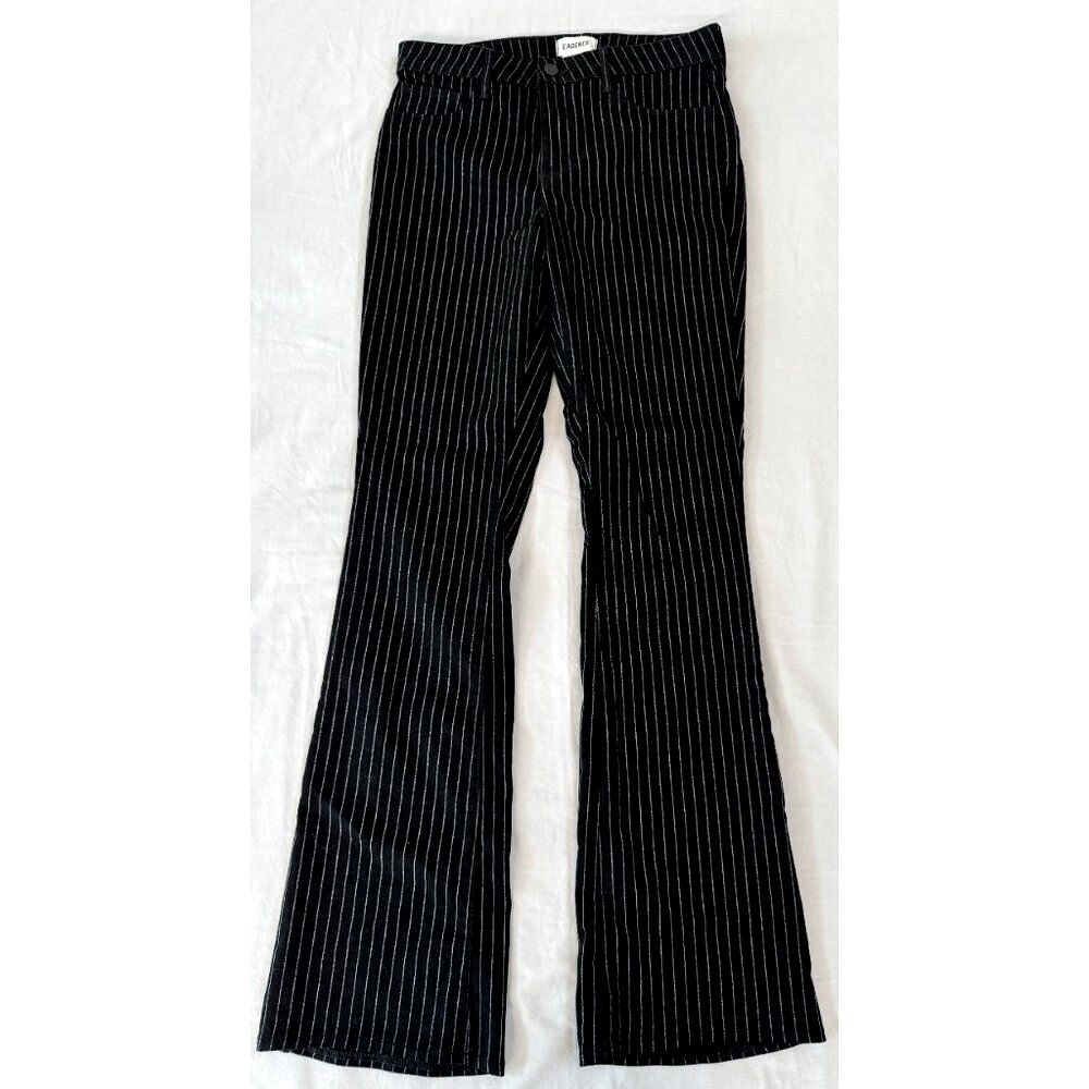 L'agence Selma High Rise Bootcut Jeans Black Silver Metallic Stripe Size 28